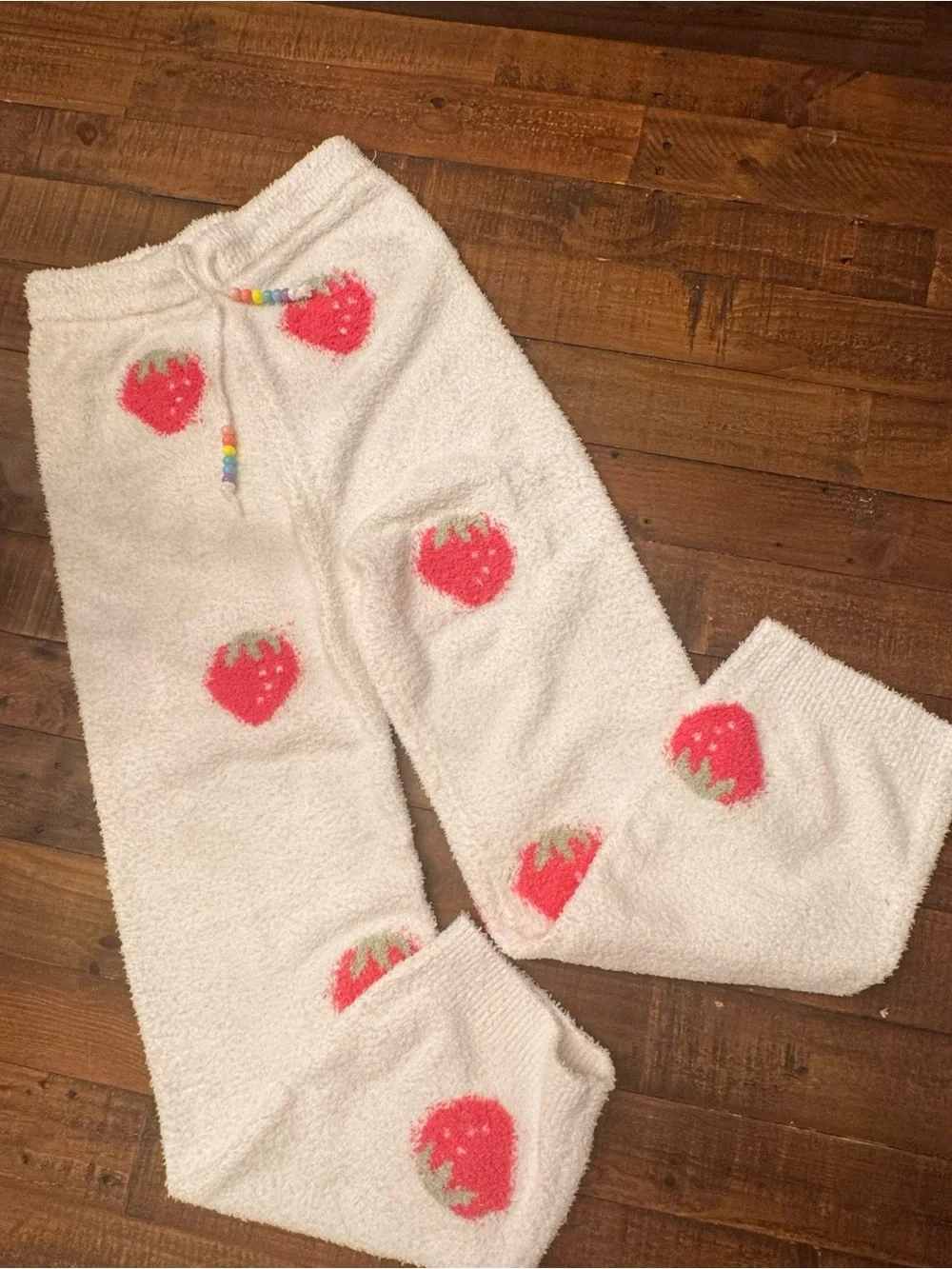 LOLA & THE BOYS Fuzzy Strawberry Lounge Pants